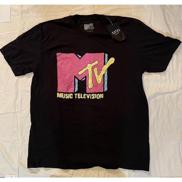 MTV Music Television T-Shirt Unisex Sz M NWT Black Short Sleeve Crew Neck - Picture 1 of 4